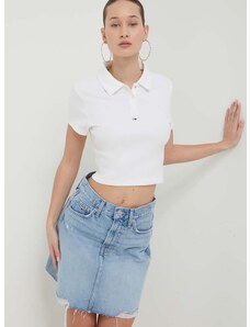 Polo tričko Tommy Jeans dámsky,biela farba,DW0DW18315