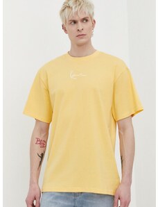Bavlnené tričko Karl Kani pánsky, žltá farba