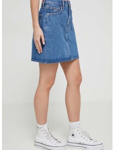 Rifľová sukňa Tommy Jeans mini, áčkový strih