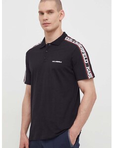 Bavlnené polo tričko Karl Lagerfeld čierna farba, s potlačou