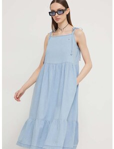 Rifľové šaty Tommy Jeans midi,áčkový strih,DW0DW17933