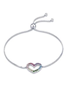 Linda's Jewelry Strieborný náramok Dúhové srdce Ag 925/1000 INR256