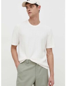 Tričko Abercrombie & Fitch pánsky, béžová farba, jednofarebný