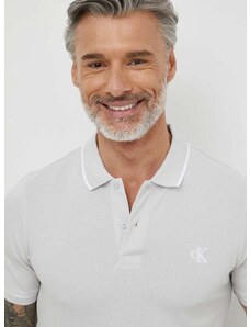 Polo tričko Calvin Klein Jeans pánsky, šedá farba, jednofarebný, J30J315603