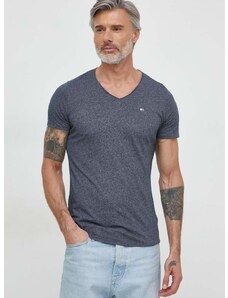 Tričko Tommy Jeans pánsky, tmavomodrá farba, melanžový, DM0DM09587