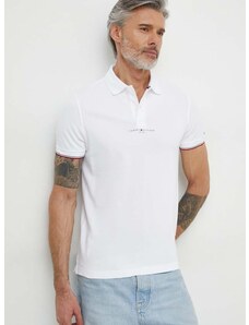 Polo tričko Tommy Hilfiger pánsky, biela farba, s potlačou, MW0MW34841