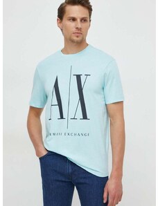 Bavlnené tričko Armani Exchange tyrkysová farba, s potlačou, 8NZTPA ZJH4Z NOS