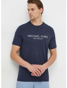 Bavlnené tričko Michael Kors pánsky, tmavomodrá farba, s potlačou
