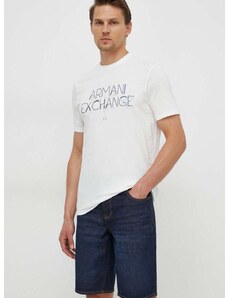 Bavlnené tričko Armani Exchange pánske, béžová farba, s potlačou, 3DZTJF ZJH4Z