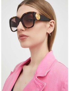 Slnečné okuliare Gucci dámske, hnedá farba, GG1407S