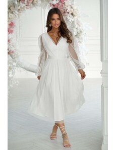 Bicotone Biele tylové šaty Ariela