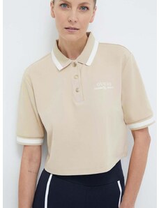 Polo tričko Guess ARLETH dámsky, béžová farba, V4GP25 KBXQ2