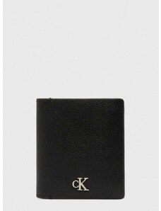 Kožená peňaženka Calvin Klein Jeans pánsky, čierna farba, K50K511449