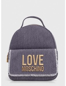 Bavlnený batoh Love Moschino fialová farba, malý, s nášivkou