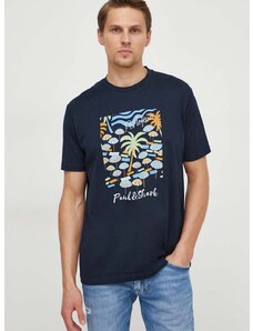 Bavlnené tričko Paul&Shark pánsky, tmavomodrá farba, s potlačou, 24411110