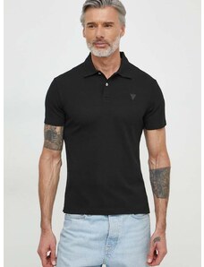 Polo tričko Guess NOLAN pánsky, čierna farba, jednofarebný, M4GP66 KC701