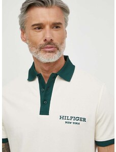 Polo tričko Tommy Hilfiger pánsky, béžová farba, s nášivkou, MW0MW34770