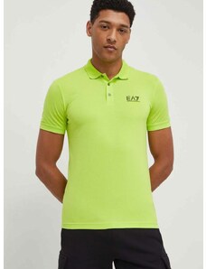 Polo tričko EA7 Emporio Armani pánsky, zelená farba, s potlačou
