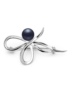 Gaura Pearls Stříbrná brož s černou perlou Francesca, stříbro 925/1000