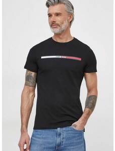 Bavlnené tričko Tommy Jeans pánsky,čierna farba,s potlačou,DM0DM13509