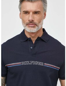 Bavlnené polo tričko Tommy Hilfiger tmavomodrá farba,s potlačou,MW0MW34769