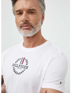 Bavlnené tričko Tommy Hilfiger pánsky, biela farba, s potlačou, MW0MW34388