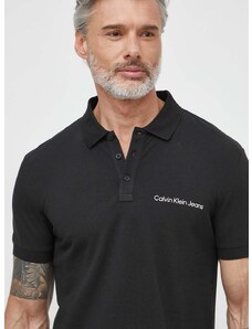 Polo tričko Calvin Klein Jeans pánsky,čierna farba,s potlačou,J30J325495