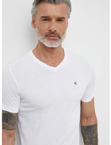 Bavlnené tričko Calvin Klein Jeans pánsky,biela farba,jednofarebný,J30J325212