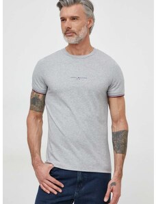 Bavlnené tričko Tommy Hilfiger šedá farba,s nášivkou,MW0MW32584