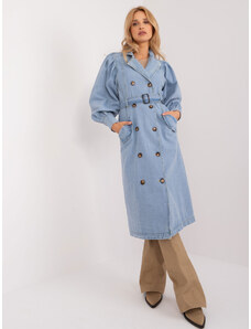 Fashionhunters Light blue denim trench coat with buttons