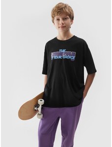 4F Chlapčenské tričko s potlačou - čierne