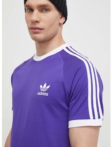 Bavlnené tričko adidas Originals 3-Stripes Tee pánske, fialová farba, s nášivkou, IM9394