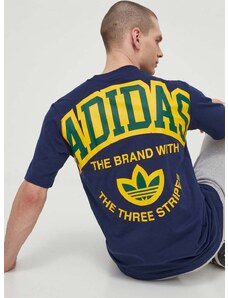 Bavlnené tričko adidas Originals VRCT Short Sleeve pánske, tmavomodrá farba, s potlačou, IS0184