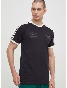 Bavlnené tričko adidas Originals Sport Graphic Cali Tee pánske, čierna farba, s nášivkou, IS1413,
