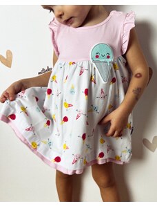Miniworld Dievčenské letné šaty- Zmrzlina, ružové