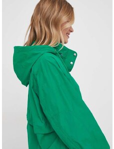 Bunda Tommy Hilfiger dámska, zelená farba, prechodná, oversize, WW0WW41554