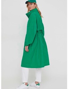 Bunda Tommy Hilfiger dámska,zelená farba,prechodná,oversize,WW0WW41553
