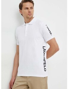 Polo tričko Karl Lagerfeld pánsky, biela farba, s potlačou