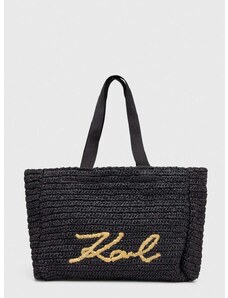 Plážová taška Karl Lagerfeld čierna farba