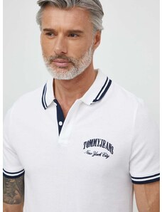 Bavlnené polo tričko Tommy Jeans biela farba,s nášivkou,DM0DM18922