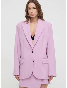Sako s prímesou vlny Karl Lagerfeld ružová farba, jednoradová, jednofarebná