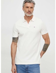 Bavlnené polo tričko Tommy Jeans béžová farba,jednofarebný,DM0DM18923