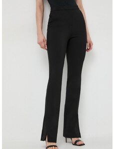 Nohavice Karl Lagerfeld dámske, čierna farba, rovné, vysoký pás