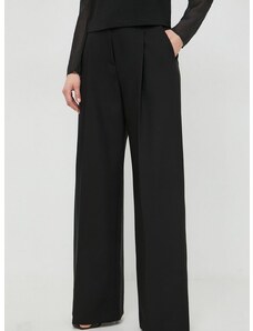Nohavice Karl Lagerfeld dámske, čierna farba, široké, vysoký pás