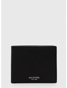 Kožená peňaženka Tommy Hilfiger pánsky, čierna farba, AM0AM12194