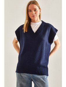 Bianco Lucci Women's V-Neck Knitwear Sweater