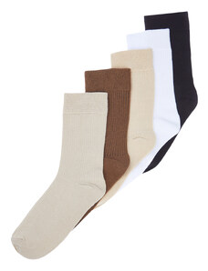 Trendyol Collection Viacfarebné 5 balíčkov bavlny s textúrou pre vysoké školy-tenis-stredne veľké ponožky