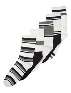 Trendyol Collection Viacfarebné 5-balené bavlnené pásikavé vysokoškolské tenisové ponožky strednej veľkosti