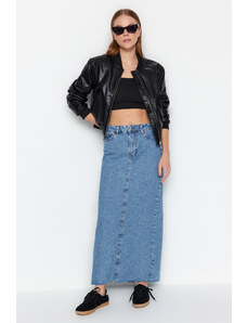 Trendyol Blue Cut Out High Waist Maxi Denim Skirt