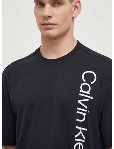 Bavlnené tričko Calvin Klein Performance pánsky, čierna farba, s potlačou